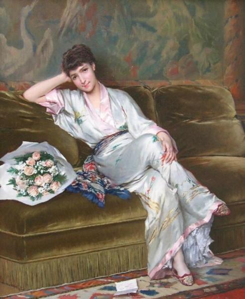 Le Billet Doux Huile Sur Toile by Gustave-leonard De Jonghe