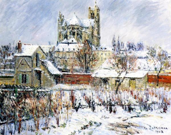 Auxerres In The Snow by Gustave Loiseau