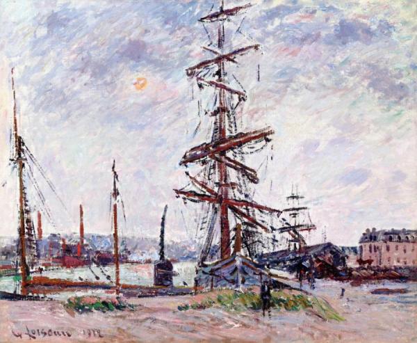 Boats At Dock In Le Havre by Gustave Loiseau