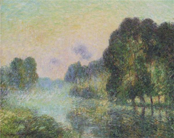 By The Eure River - Fog Effect by Gustave Loiseau