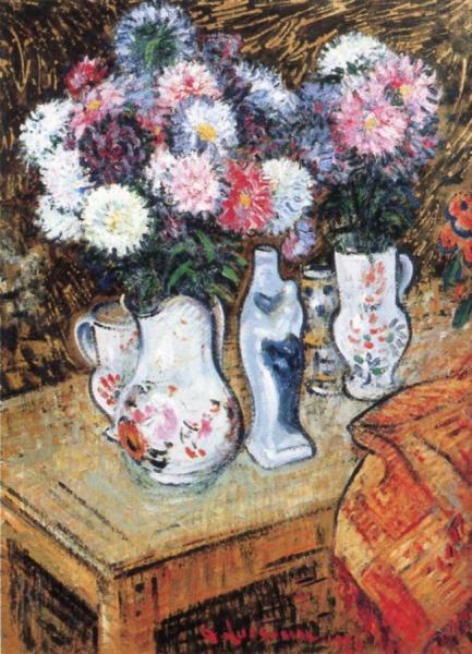 Flowers And Statue by Gustave Loiseau