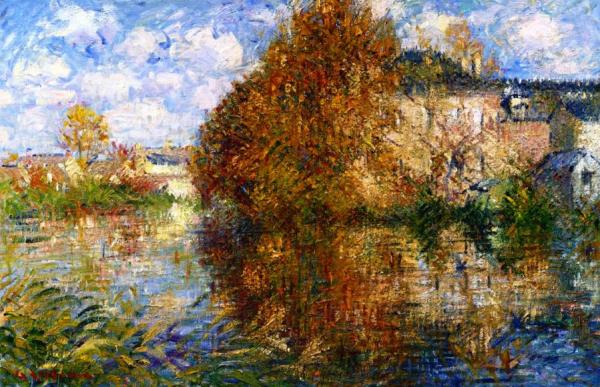 La Maison Cauchois, Bords De L'eure, Autumne by Gustave Loiseau
