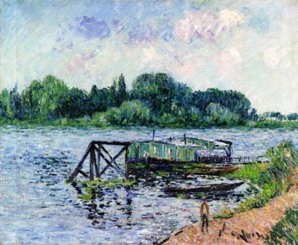 Laundry Boat On The Seine At Herblay by Gustave Loiseau
