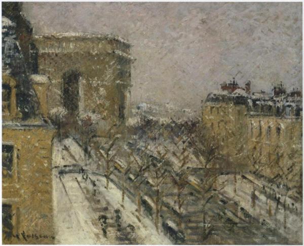 Paris, The Arc De Triomphe In The Snow by Gustave Loiseau