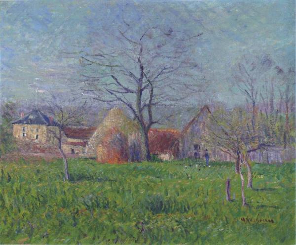 Prairie By The Village by Gustave Loiseau