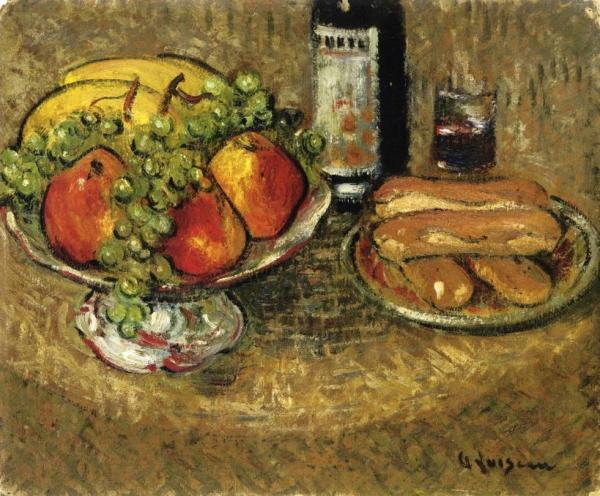 Still Life With Fruit With Rose Colored Bowl by Gustave Loiseau