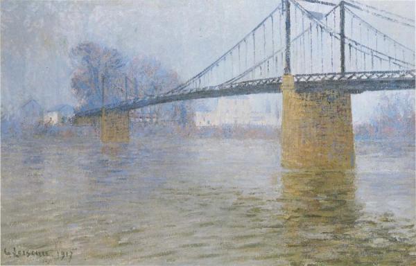 Suspended Bridge At Triel by Gustave Loiseau