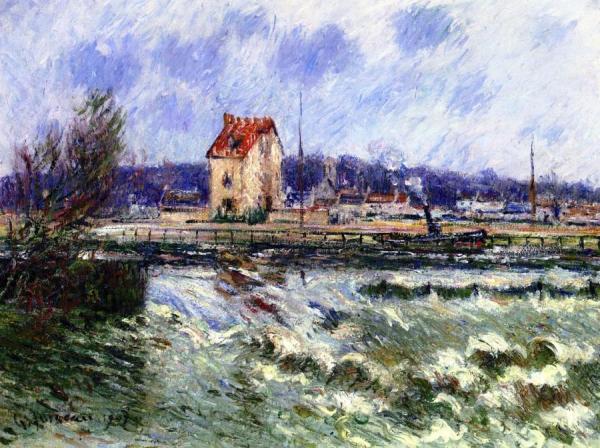 The Dam At Saint Martin, The Oise In Flood by Gustave Loiseau