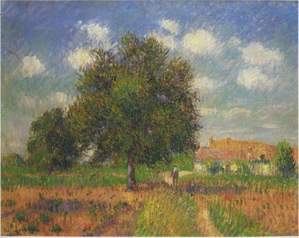 Tree By The Field At Ble by Gustave Loiseau