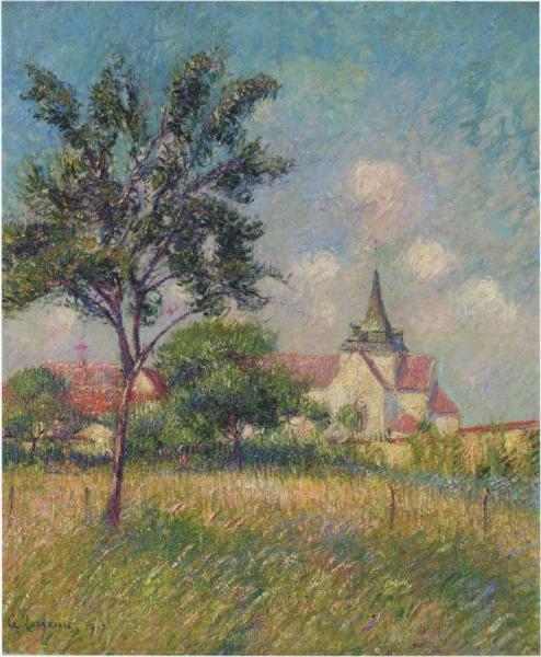 Village Church By The Fields At Ble by Gustave Loiseau