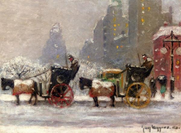 At Central Park In Winter by Guy Wiggins Oil Painting Reproductions