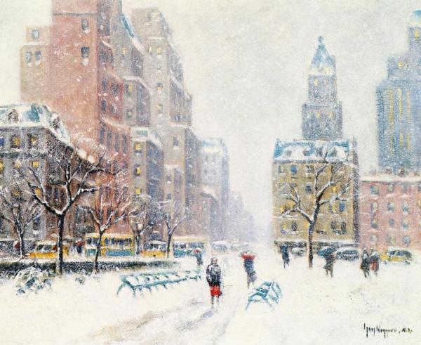 Central Park In Winter by Guy Wiggins Oil Painting Reproductions