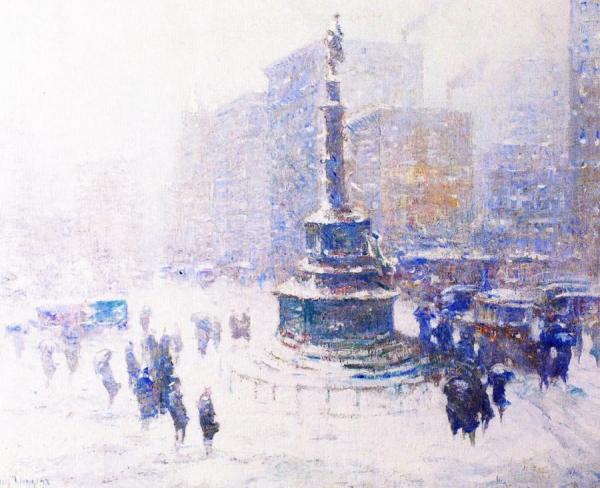 Columbus Circle, New York by Guy Wiggins Oil Painting Reproductions