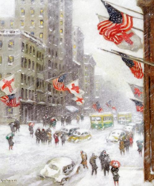 Fifth Avenue In Wartime by Guy Wiggins Oil Painting Reproductions