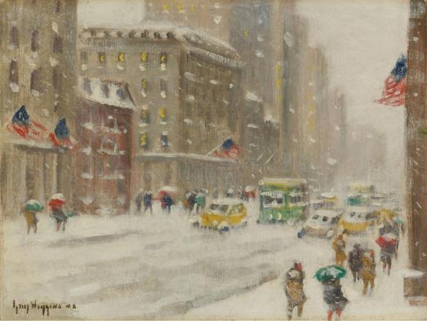 Fifth Avenue Storm by Guy Wiggins Oil Painting Reproductions