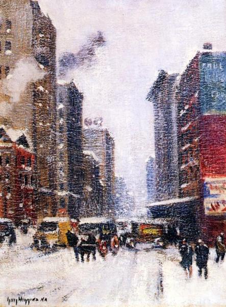 Hudson Street, Winter by Guy Wiggins Oil Painting Reproductions