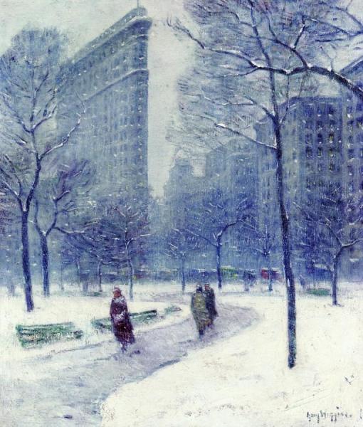 Madison Square, Flatiron Building, Winter by Guy Wiggins
