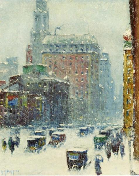 New York In The Blizzard Of 1920 by Guy Wiggins Oil Painting Reproductions