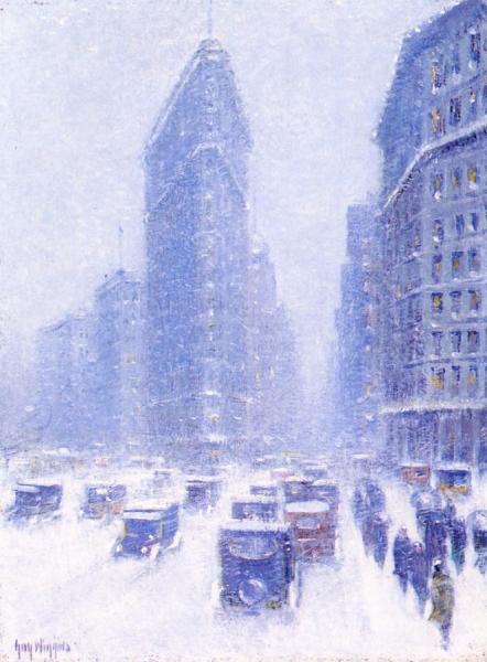 The Flat Iron Building In Winter by Guy Wiggins