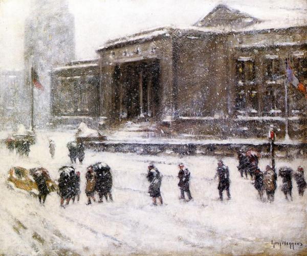 The New York Public Library by Guy Wiggins Oil Painting Reproductions