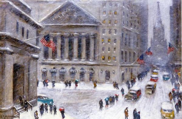 The New York Stock Exchange by Guy Wiggins Oil Painting Reproductions