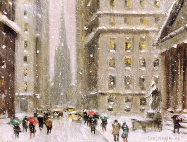 Trinity Church, Wall Street by Guy Wiggins Oil Painting Reproductions