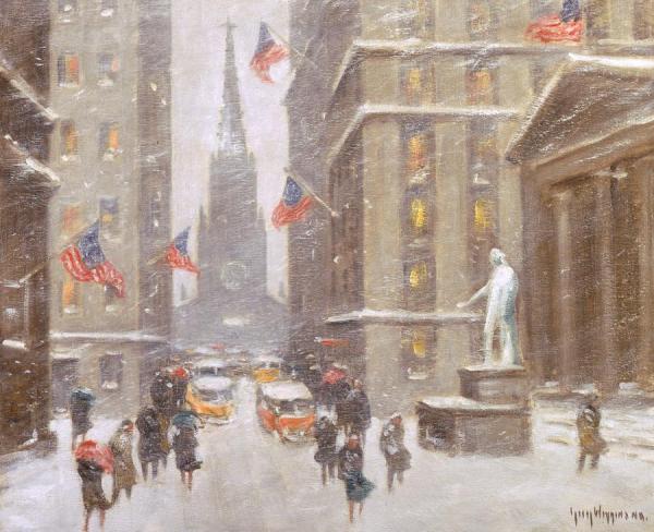 Washington's Birthday On Wall Street by Guy Wiggins Oil Painting Reproductions