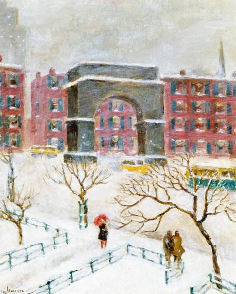 Washington Square, Winter by Guy Wiggins Oil Painting Reproductions