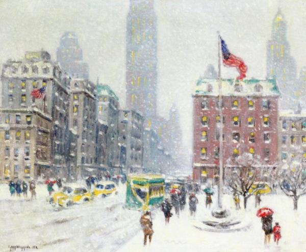 Winter At Madison Square by Guy Wiggins Oil Painting Reproductions