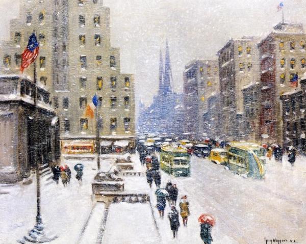 Winter At The Library by Guy Wiggins Oil Painting Reproductions
