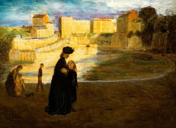 Landscape At Tenby With Figures by Gwen John