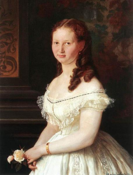 Young Girl With Roses by Gyula Benczúr