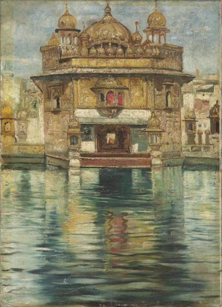 The Golden Temple (of Amritsar) by Gyula Tornai Oil Painting Reproductions