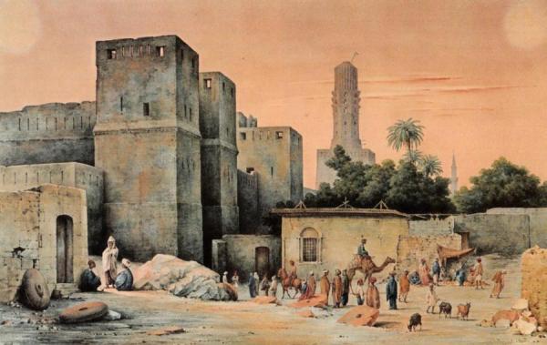 A View From Outside The City Gate, The Bab Al-nasr, In Cairo by H.c. Stilling Oil Painting Reproductions