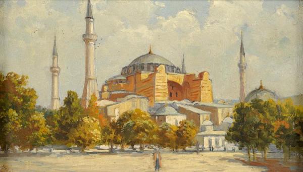 The Sultan Ahmed Mosque by Halil Pasa Oil Painting Reproductions
