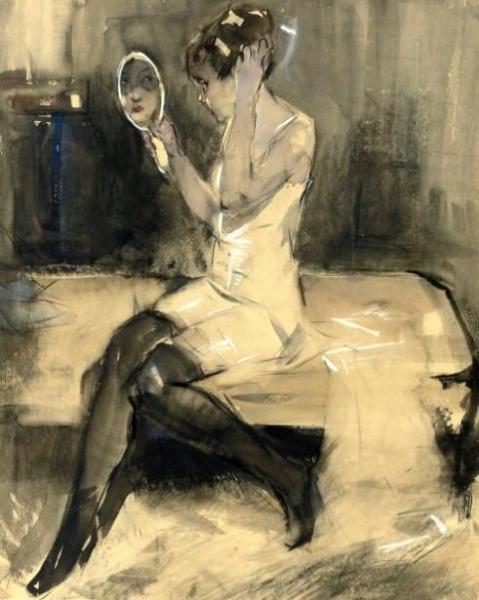 Girl Looking In A Mirror by Han Van Meegeren