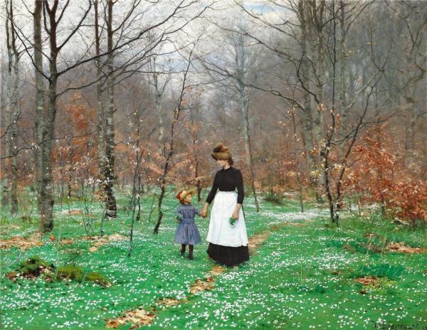 The First Anemones by Hans Andersen Brendekilde Oil Painting Reproductions