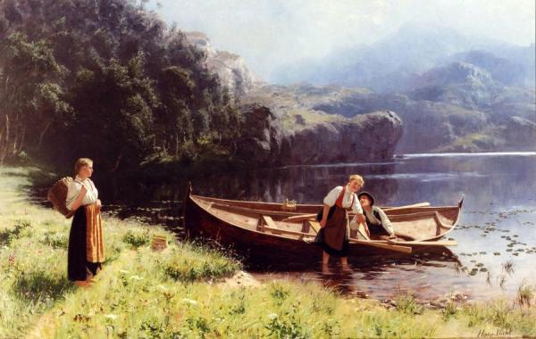 By The Water's Edge by Hans Andreas Dahl Oil Painting Reproductions