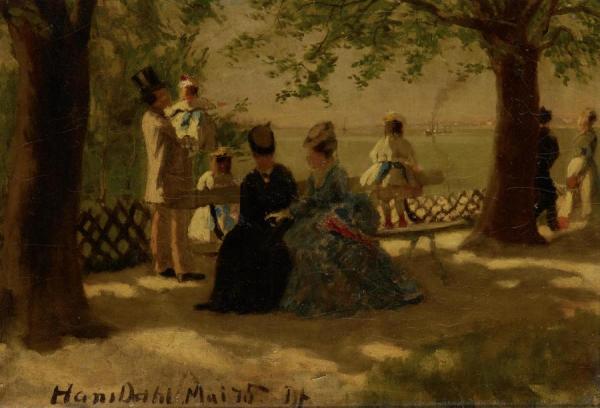Elegant Figures In A Park(1875) by Hans Andreas Dahl Oil Painting Reproductions