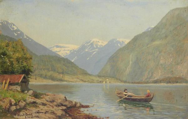 Hans Andreas Dahl Figures In A Rowing Boat On A Fjord(1917)