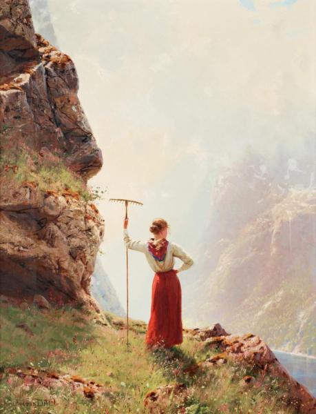 Flicka I Fjordlandskap by Hans Andreas Dahl