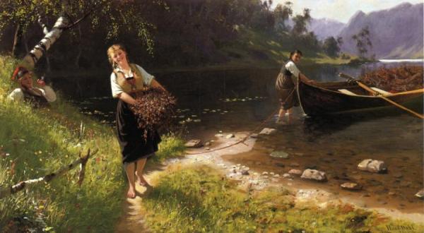Returning From A Day's Outing by Hans Andreas Dahl Oil Painting Reproductions