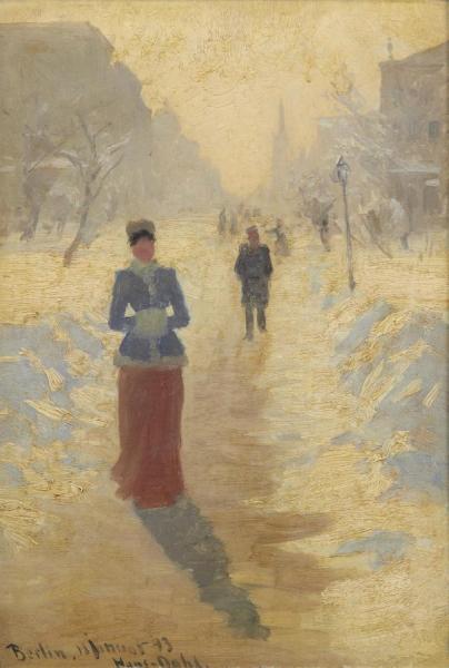 Snowy Street,berlin(1893) by Hans Andreas Dahl