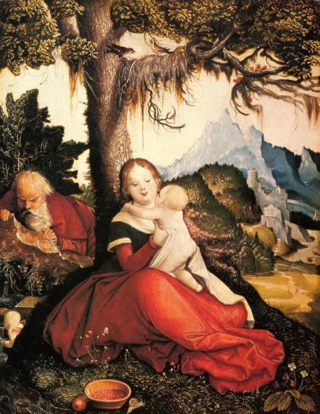 The Holy Family, Resting On The Flight by Hans Baldung Grien
