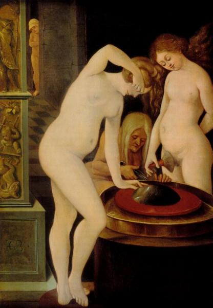 Women's Bath With A Mirror (copy) by Hans Baldung Grien Oil Painting Reproductions