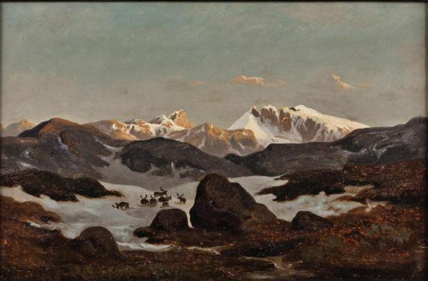 Snow In The Mountains by Hans Gude Oil Painting Reproductions
