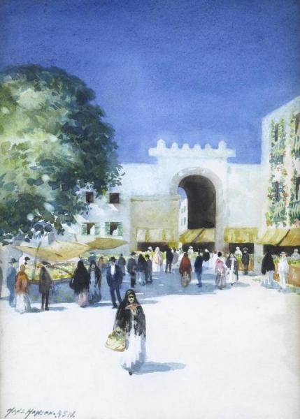 Moroccan Market Scene by Hans Hansen
