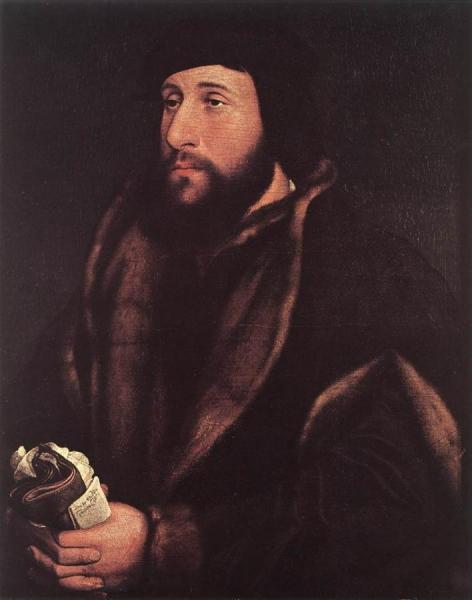 Portrait Of A Man Holding Gloves And Letter by Hans Holbein The Younger Oil Painting Reproductions