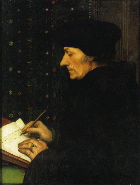 Portrait Of Erasmus Of Rotterdam Writing by Hans Holbein The Younger
