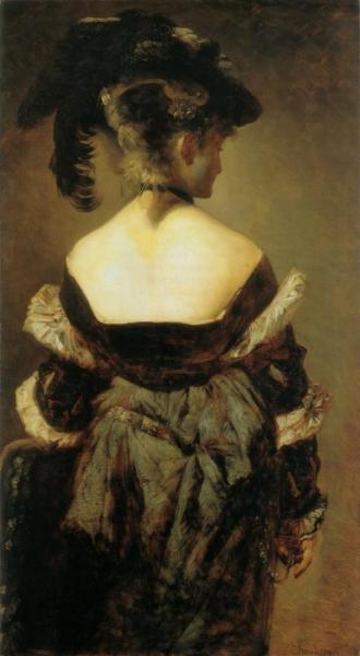 Lady With Feather Hat From Behind by Hans Makart Oil Painting Reproductions